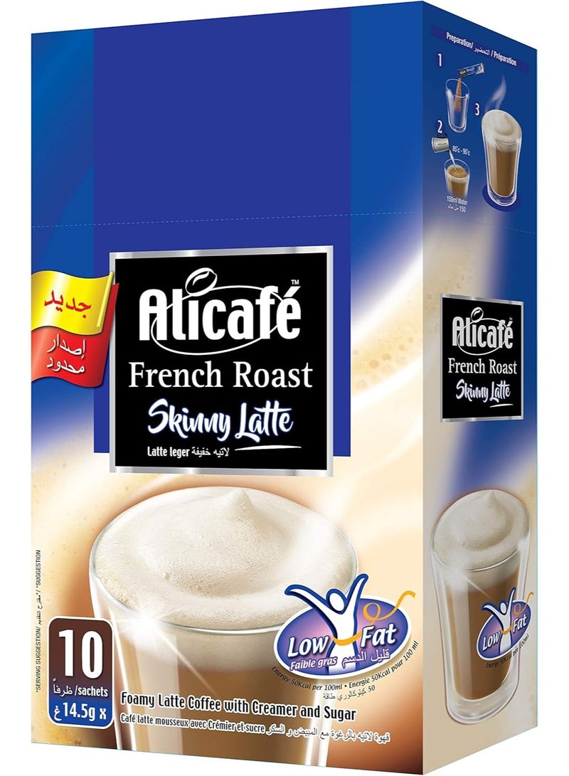 Alicafe French Roast Skinny Latte Coffee With Creamer And Sugar 10 Sachets 145G Pack Of 1 2 packs - Image 4