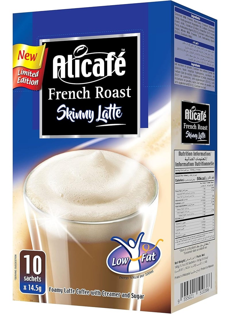 Alicafe French Roast Skinny Latte Coffee With Creamer And Sugar 10 Sachets 145G Pack Of 1 2 packs - Image 2