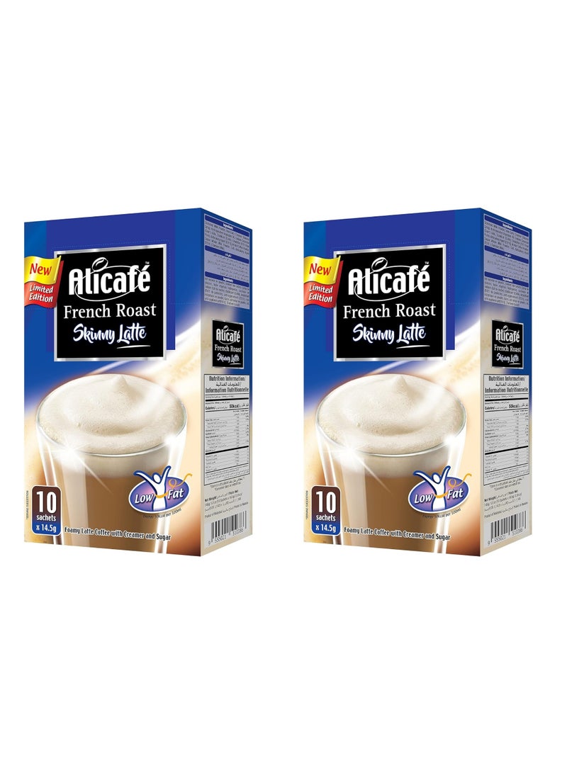 Alicafe French Roast Skinny Latte Coffee With Creamer And Sugar 10 Sachets 145G Pack Of 1 2 packs - Image 1