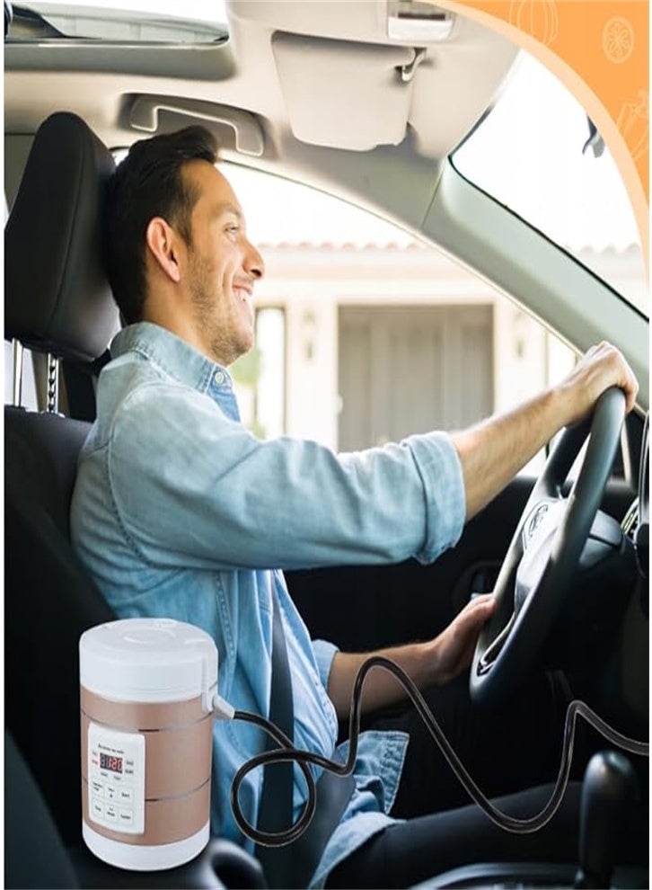 طباخ أرز للسيارة سعة 1.6 لتر، طباخ أرز صغير 12 فولت/24 فولت، غير لاصق، مناسب لشخص أو شخصين، للطهي والحفاظ على الدفء - طباخ أرز للسفر - Image 4