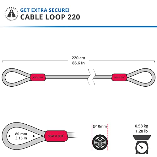 SeatyLock Bike Cable Lock - Anti Theft Triple Braided Steel Cable with Loops for Bike Security - Universal Fit Flexible Large Locking Cables for Bicycle U Chain or Folding Lock - 86.6" - Image 3