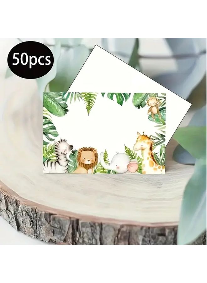 50pcs Jungle Safari Animal Print Table Labels Blank Tropical Wildlife Party Decorations - Image 3