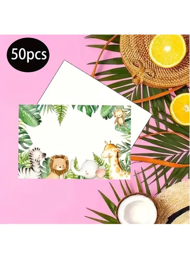 50pcs Jungle Safari Animal Print Table Labels Blank Tropical Wildlife Party Decorations - Image 1