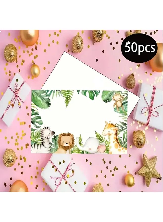 50pcs Jungle Safari Animal Print Table Labels Blank Tropical Wildlife Party Decorations - Image 4