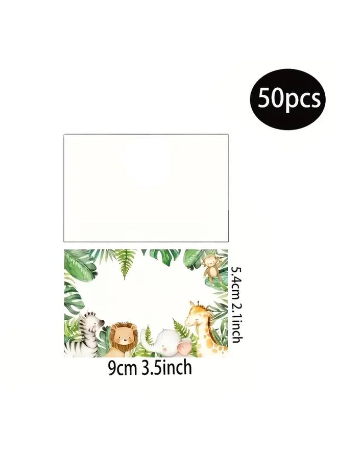 50pcs Jungle Safari Animal Print Table Labels Blank Tropical Wildlife Party Decorations - Image 2