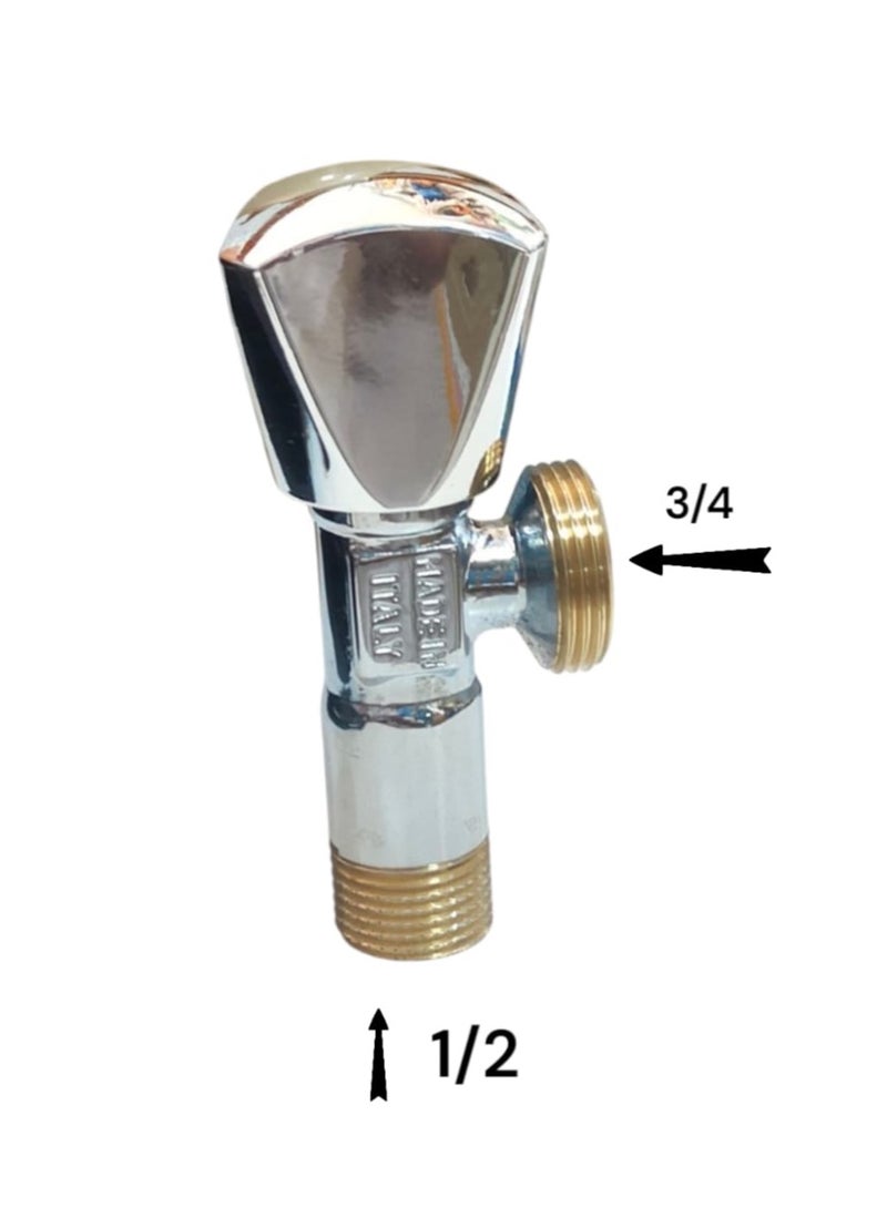 ITALY LIVO Premium Angle Valve | Brass Body with Chrome Finish | 1/2 x 3/4 Inch | - Image 2