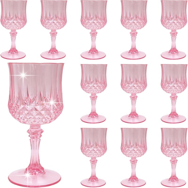 Disposable Plastic Cups: 12 Pcs Gold - Elegant Vintage Design Party Tableware for Wedding Reception Festive Outdoor Celebration Event Catering - Image 2