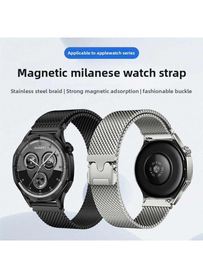 Generic - For HuaweiGT5/4 Magnetic Steel Belt Parachute Magnetic Buckle Milanese Strap For XiaomiFor SamsungWatch7-Color:6#9th Generation Powder P-Specifications:18mm - Image 1