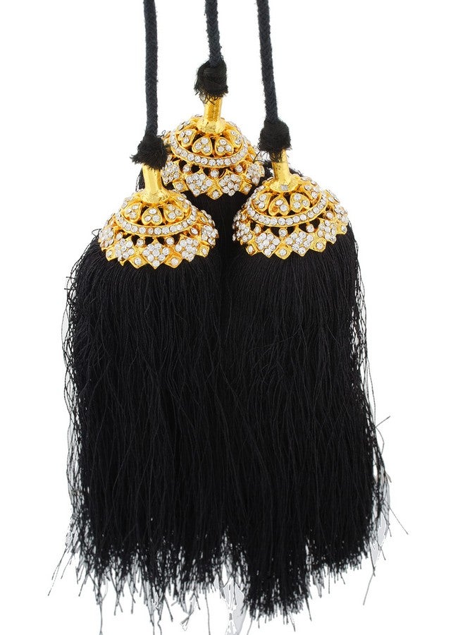 VAMA Fashion South Indian Traditional Hair Savaram Bharatanatyam Kuchipudi Jada Kunjalam Kupullu Billalu Gantalu For Women - Black - Image 2