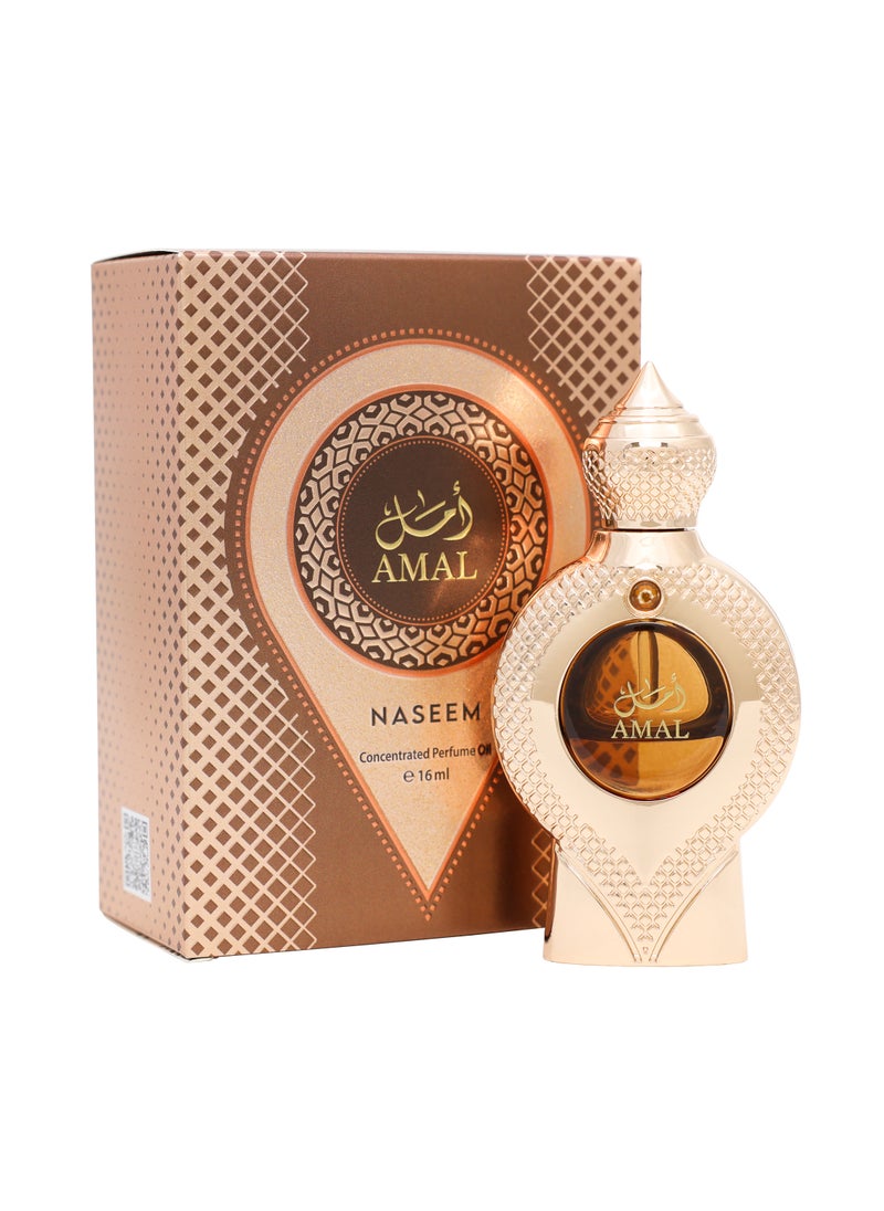 Naseem - Amal Attar 16ml - Alcohol-Free, Long-Lasting Oriental Gourmand Fragrance with Saffron, Jasmine, Caramel & White Amber Notes- Long Lasting Attar For Men and Women - Image 1