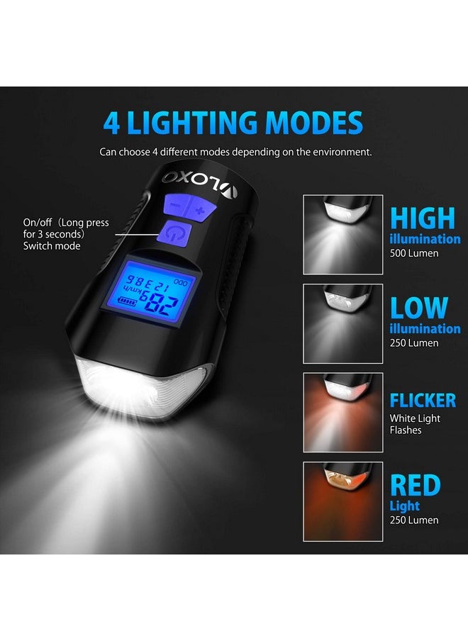 فلوكسو عداد سرعة الدراجة VLOXO مع ضوء LED للدراجة، كمبيوتر دراجة قابل لإعادة الشحن عبر USB مع جرس دراجة عالي الصوت (أزرق)  - Image 3