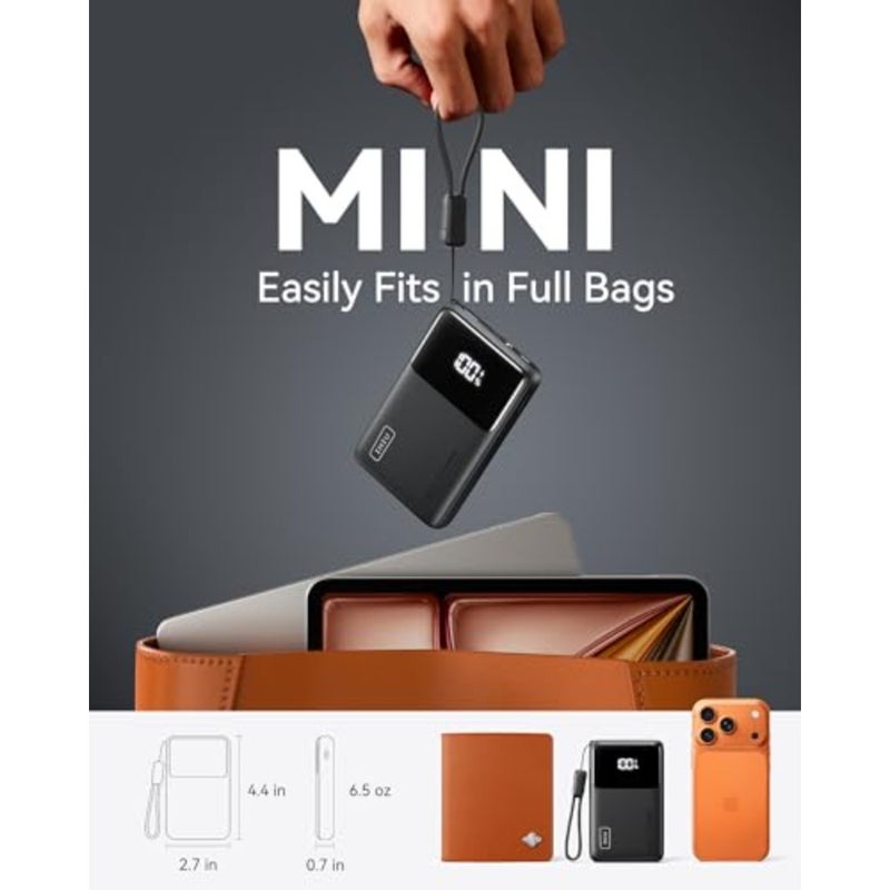 Power Bank, Slimmest 10000mAh 45W PD Fast Charging Portable Charger, USB C inandOut Mini Battery Pack, Travel Essentials Phone Powerbank for iPhone 16 15 Samsung S25 S24 Google Pixel iPad etc Detachable USB-C Cable, Stand, Flight-Safe, Travel, Flashlight, Battery Pack for iPhone 17 16, Samsung S26, iPad etc - Image 4