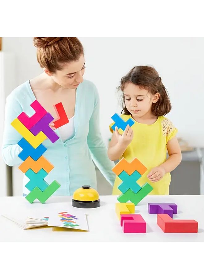 مكعبات المعركة الروسية الخشبية الملونة لعبة تعليمية للتعرف على الأشكال والتعلم المبكر - Image 2