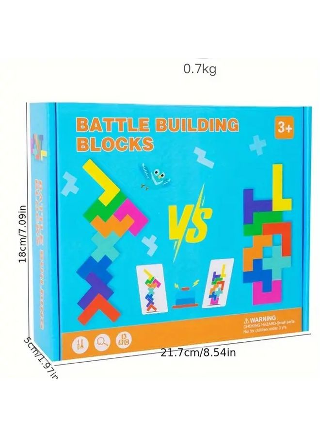 مكعبات المعركة الروسية الخشبية الملونة لعبة تعليمية للتعرف على الأشكال والتعلم المبكر - Image 3