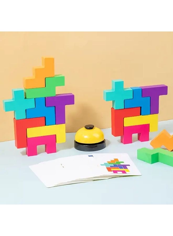 مكعبات المعركة الروسية الخشبية الملونة لعبة تعليمية للتعرف على الأشكال والتعلم المبكر - Image 4