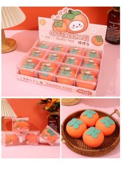 Squishy Persimmon Toys: These toys are made of soft, flexible materials, designed to be fun to squeeze. Attractive Design: The toys feature a cute persimmon design, with bright, realistic colors. Fun Texture: Made of a soft, rubbery material, they are fun to touch and squeeze.