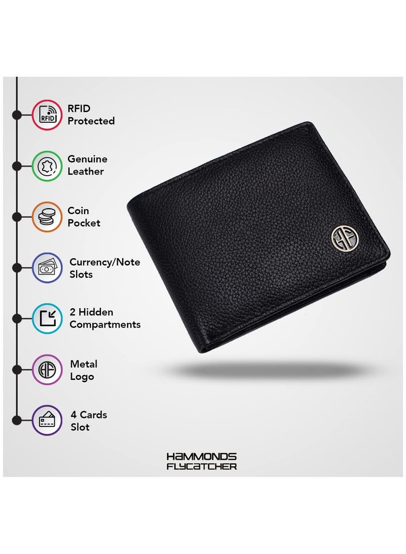  هاموندز فلاي كاتشر محفظة جلدية أصلية للرجال محفظة نقود جلدية محمية بتقنية متطورة  ثنائية الطية 4 فتحات للبطاقات وجيب للعملات المعدنية و جيوب مخفية - Image 2