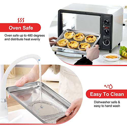 Zacfton Cookie Sheets for Baking, Stainless Steel Baking Sheet Baking Pan Tray - 12.4 x 10 x 1 Inch, Non Toxic & Healthy, Mirror Finish & Easy Clean, Dishwasher Safe & Heavy Duty - Image 4