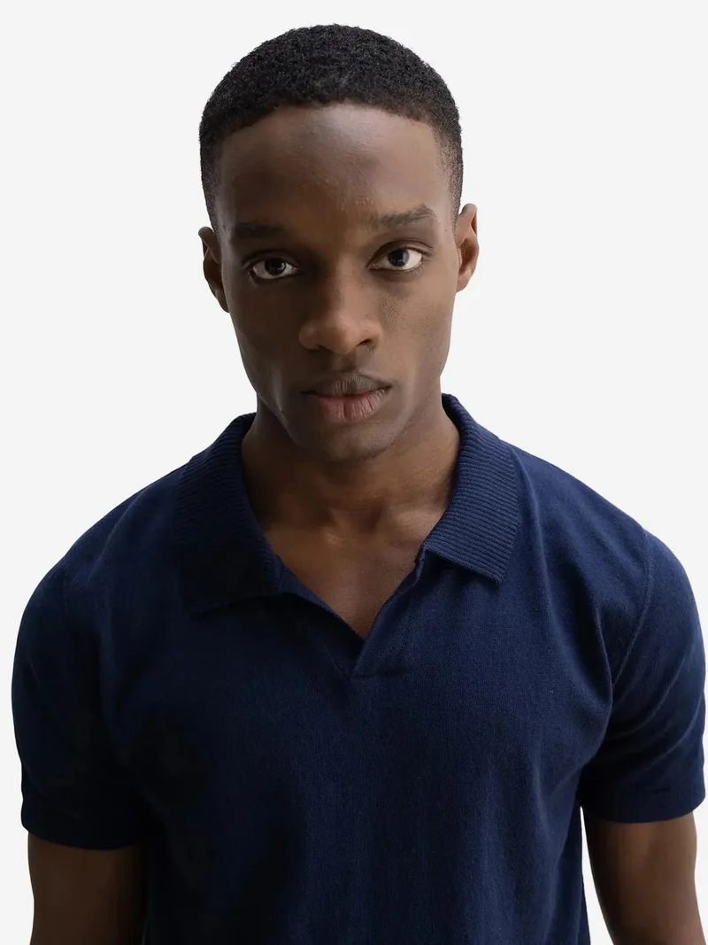 Giesto Navy Blue GIESTO Plain Polo Collar Knitted T-Shirt for Men | Best Price UAE