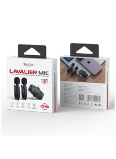 Yesido KR15 LAVALIER MIC Noise AI Reduction Best Microphone for Vlogers - Black
