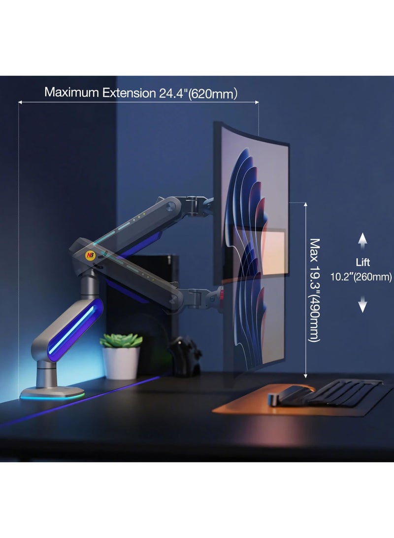 حامل شاشة ثقيل التحمل قابل للتعديل – ذراع شاشة للشاشات المسطحة والمنحنية والعريضة من 32 إلى 60 بوصة - Image 2
