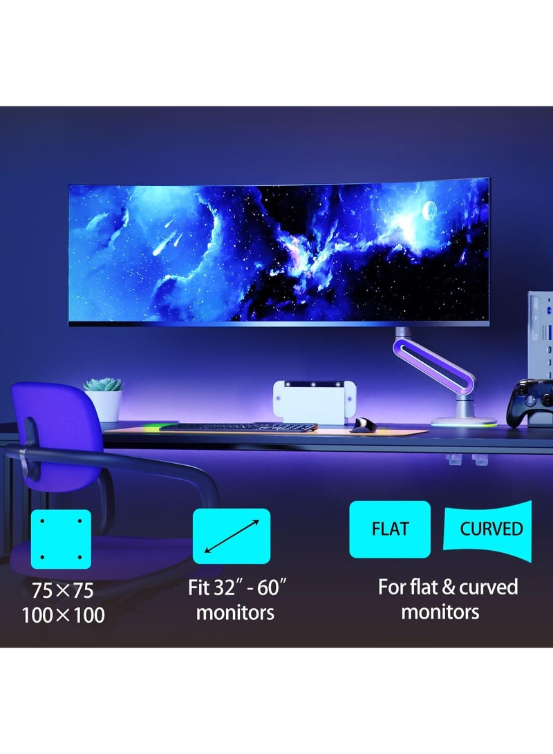 حامل شاشة ثقيل التحمل قابل للتعديل – ذراع شاشة للشاشات المسطحة والمنحنية والعريضة من 32 إلى 60 بوصة - Image 5