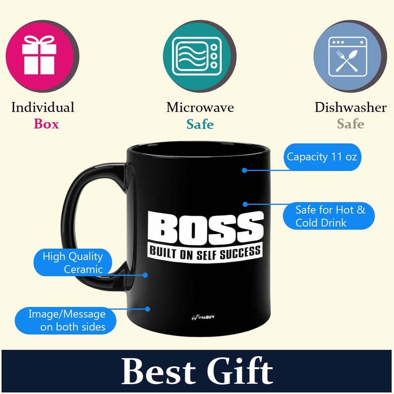 FirseBUY Motivational Boss Built on Self Success Ceramic Novelty Coffee Mug for Men and Women 11 Ounce Black - Image 5