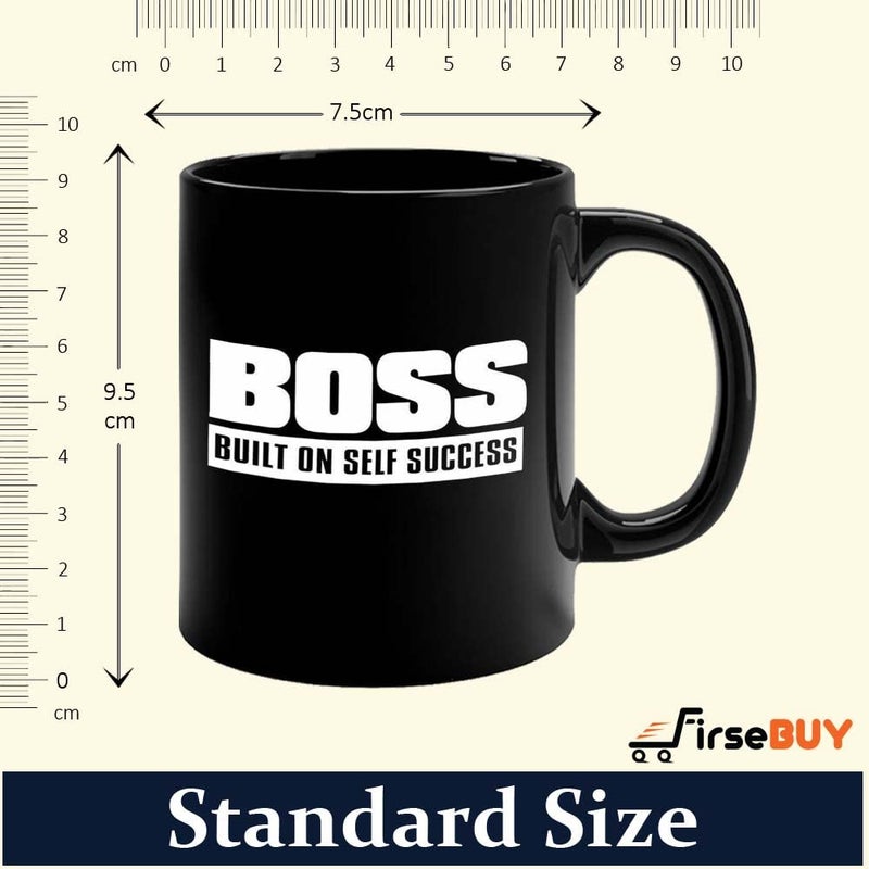 FirseBUY Motivational Boss Built on Self Success Ceramic Novelty Coffee Mug for Men and Women 11 Ounce Black - Image 4