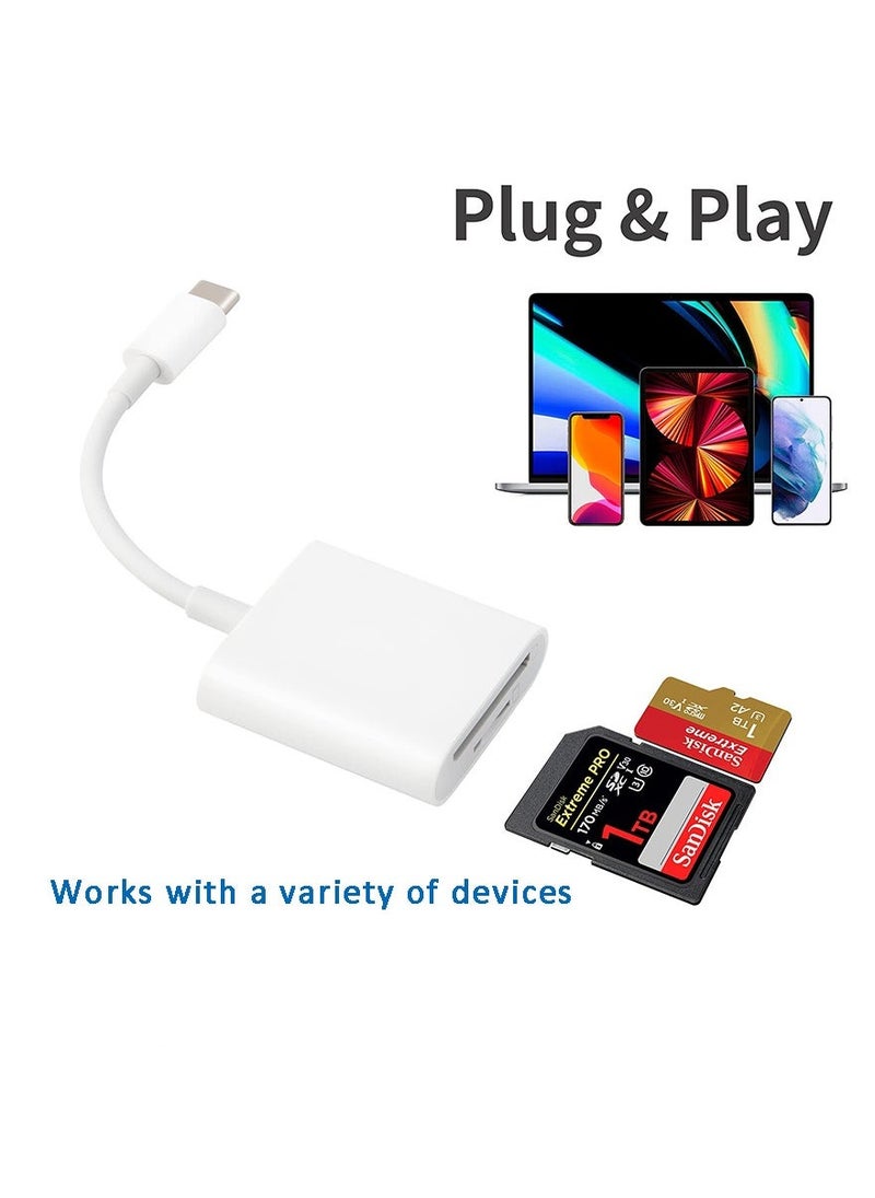 فلوينغ قارئ بطاقة SD لأجهزة USB C، قارئ بطاقة Micro SD مزدوجة، متوافق مع iPhone 15/16 وiPhone 15/16e - Image 2