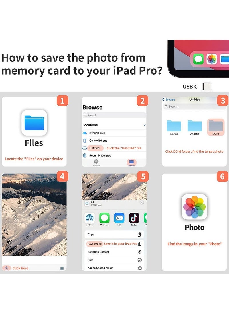 فلوينغ قارئ بطاقة SD لأجهزة USB C، قارئ بطاقة Micro SD مزدوجة، متوافق مع iPhone 15/16 وiPhone 15/16e - Image 3