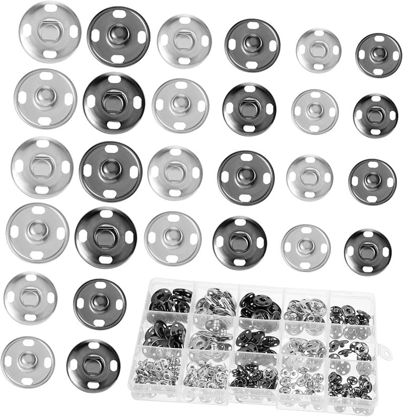 Jojofuny 100pcs Silver Metal Snaps Buttons For Sewing DIY Projects - Image 1