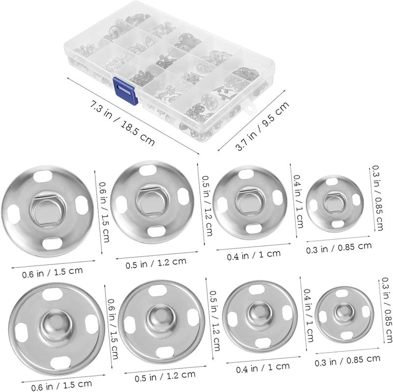 Jojofuny 100pcs Silver Metal Snaps Buttons For Sewing DIY Projects - Image 2