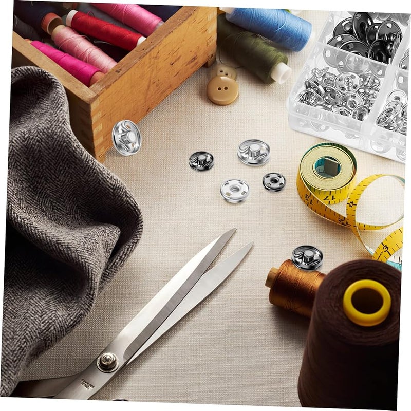 Jojofuny 100pcs Silver Metal Snaps Buttons For Sewing DIY Projects - Image 5