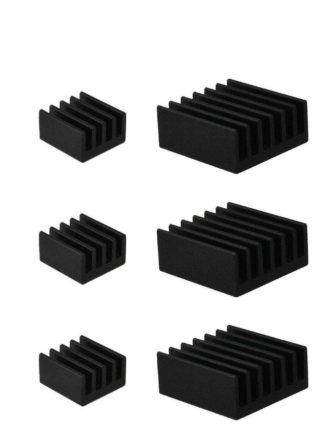 20pcs Heat Sink Mini Radiator Dissipate Heat Thermal Cooling Lower Temperature Easy to Install for PI IC CPU Chipset Raspberry Stepper Board Aluminum Black Assortment - Image 1