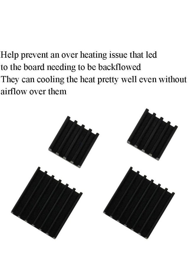 20pcs Heat Sink Mini Radiator Dissipate Heat Thermal Cooling Lower Temperature Easy to Install for PI IC CPU Chipset Raspberry Stepper Board Aluminum Black Assortment - Image 2
