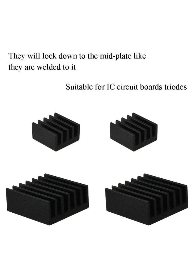 20pcs Heat Sink Mini Radiator Dissipate Heat Thermal Cooling Lower Temperature Easy to Install for PI IC CPU Chipset Raspberry Stepper Board Aluminum Black Assortment - Image 3