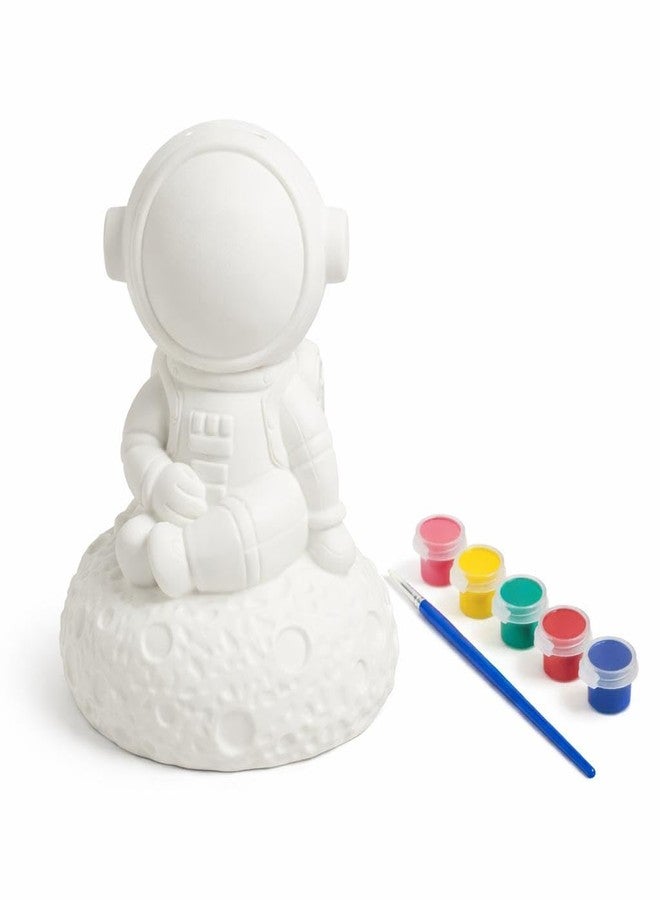 Nubby Dotss Money/Piggy Bank with Paint Set, White Money Box, DIY Craft Kit, Includes 8 Paint Colours and Brush, Space Theme (Blue Astronaut) - Image 1