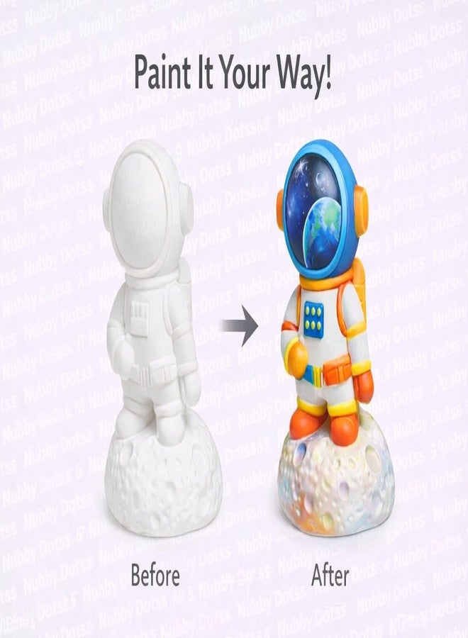Nubby Dotss Money/Piggy Bank with Paint Set, White Money Box, DIY Craft Kit, Includes 8 Paint Colours and Brush, Space Theme (Blue Astronaut) - Image 4