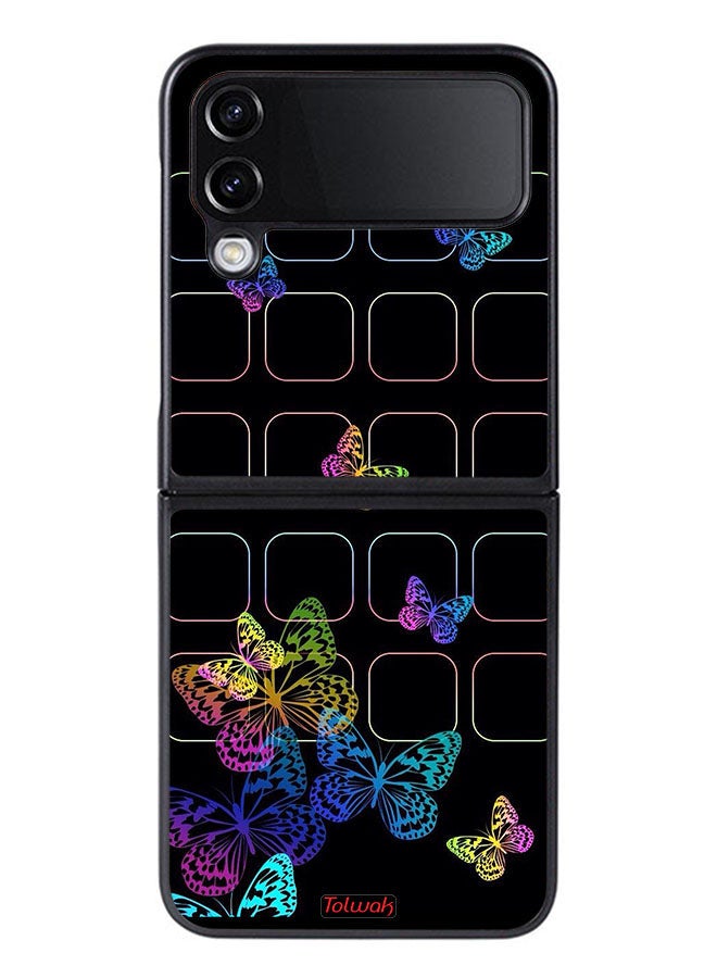 Tolwak Samsung Galaxy Z Flip 4 Protective Case Cover Colorful Butterflies - Image 1
