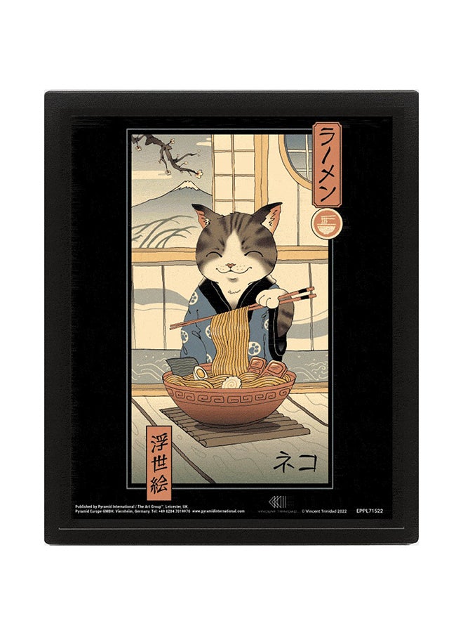 Pyramid Pyramid Vincent Trinidad Neko Ramen Ukiyo-E 3D Lenticular Poster Framed 