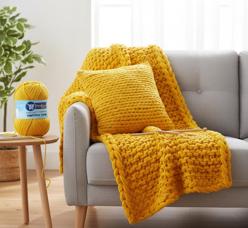 ProKart Premium Woolen 4 ply Hand Knitting Wool Yarn | Fine Weight Knitted and Crocheted Soft Yarn for Sweater, Scarf, Baby Sports, Hat, Baby Clothes, Purse, Gift Bags & DIY Craft Accessories Projects (1 Ball/100 Gram Each) (Yellow Mango, 100gms x 1 Pack) - Image 4
