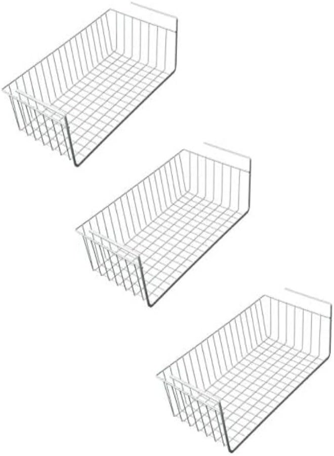 AKDC Go Hooked Vime Multipurpose Under Shelf Basket Powder Coated Iron Under Cabinet Organiser (White, 16 Inch), Pack Of 3 - Image 1