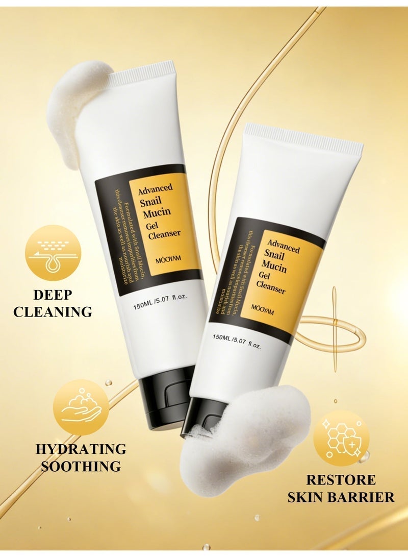 موويام غسول الوجه Snail Mucin Mucin غسول لطيف ورغوي 150 مل لجميع أنواع البشرة - Image 5