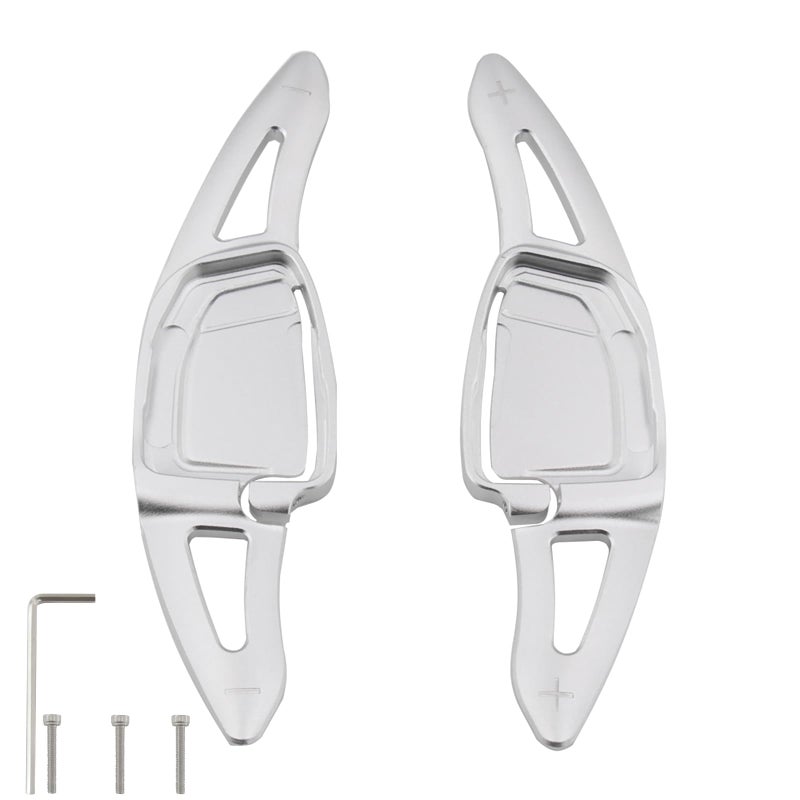 sumaikeji Aluminum Steering Wheel Shift Paddle Extensions for Audi RS5RS7RS6 Avant20212025 etron GTRS etron GTRS320222025 Auto AccessoriesSilver - Image 2
