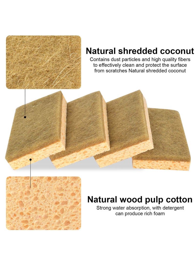 6 Pcs Dish Sponge Scrubber Set, Natural Sisal and  Wood Pulp Kitchen Sponge, Non-Scratch Scrub Sponges for Kitchen Cleaning - Image 3