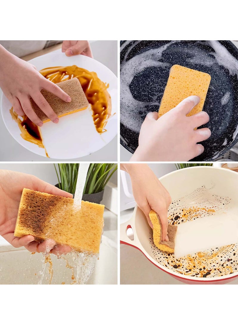 6 Pcs Dish Sponge Scrubber Set, Natural Sisal and  Wood Pulp Kitchen Sponge, Non-Scratch Scrub Sponges for Kitchen Cleaning - Image 5
