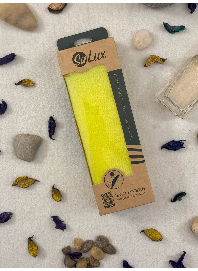 Salux SOFT Japanese Loofah color YELLOW / bath loofah / exfoliating towel / shower loofah - Image 1