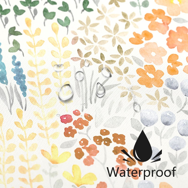 MAYZUS Small Stall Shower Curtain 36 x 72 Inch  Half Narrow Cute Floral Shower Curtain for Bathroom  Orange Wildflower Boho Cottagecore Fabric Shower Curtain Set with Hooks - Image 3
