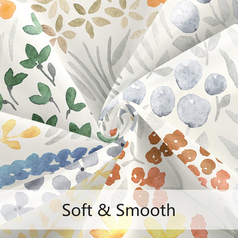 MAYZUS Small Stall Shower Curtain 36 x 72 Inch  Half Narrow Cute Floral Shower Curtain for Bathroom  Orange Wildflower Boho Cottagecore Fabric Shower Curtain Set with Hooks - Image 4