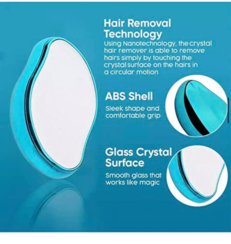 2in1 Crystal Hair Eraser & Exfoliator | Painless Hair Removal Stone | No Shaving Hair Erasing Exfoliator | Magic Epilator | Men Women Silky Smooth Skin (BLUE), Pack of 1, 66 grams - Image 3
